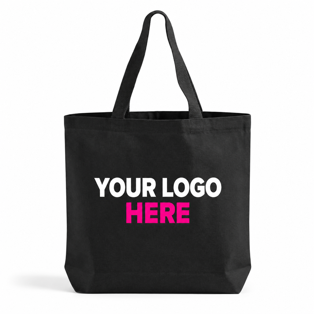 Custom Logo Tote Bag Personalized Black Canvas Tote