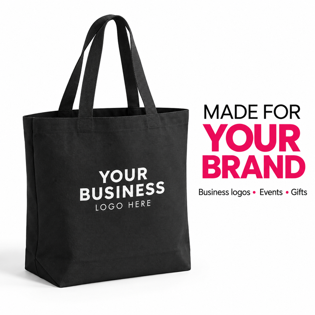 Custom Logo Tote Bag Personalized Black Canvas Tote