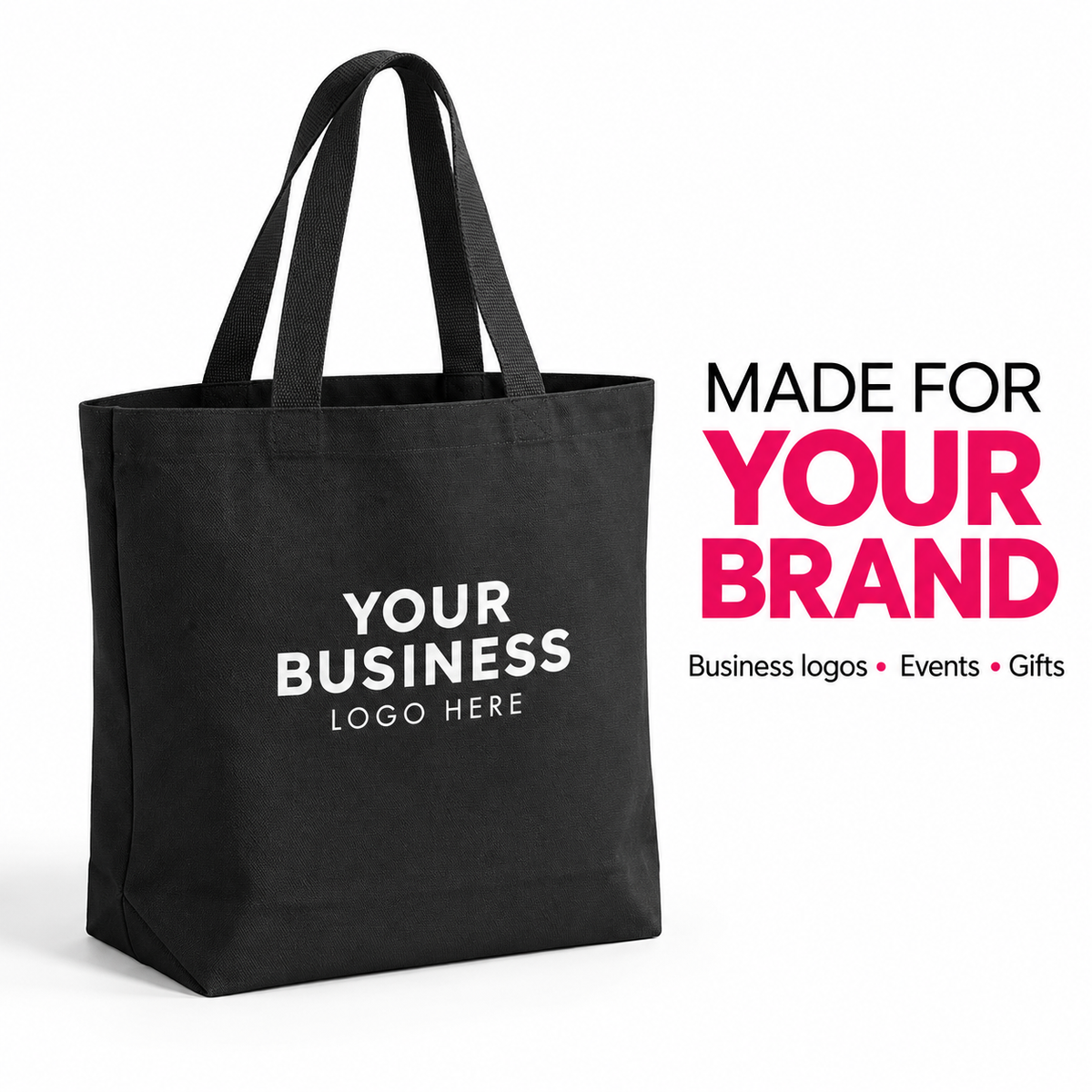 Custom Logo Tote Bag Personalized Black Canvas Tote
