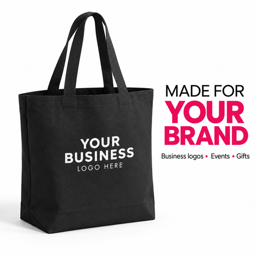 Custom Logo Tote Bag Personalized Black Canvas Tote